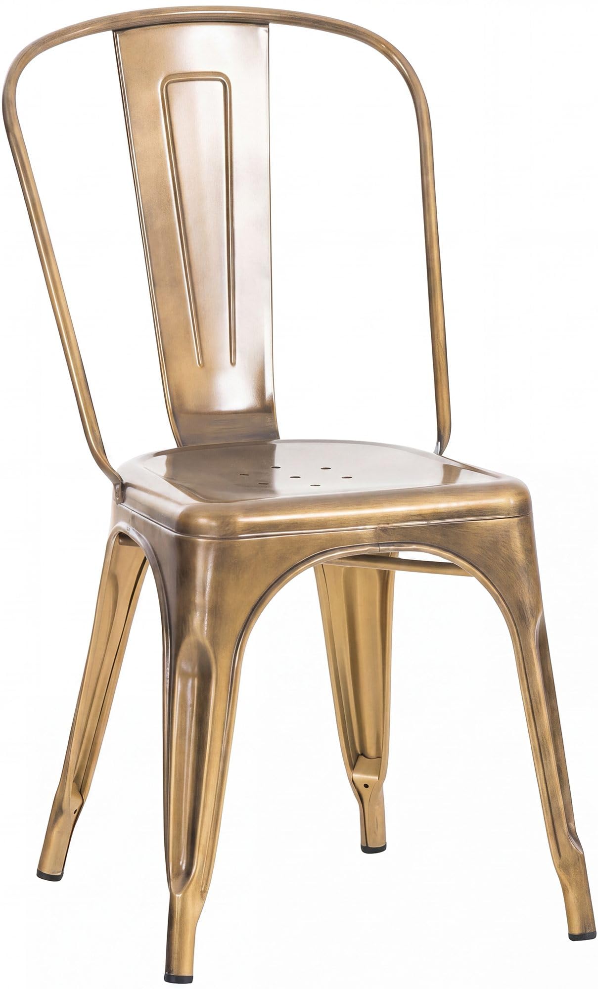 CLP Silla Apilable de Metal con Respaldo Benedikt, Silla Bistró para Hostelería y Cocina, Diseño Robusto y Resistente hasta 200 kg Color:Oro