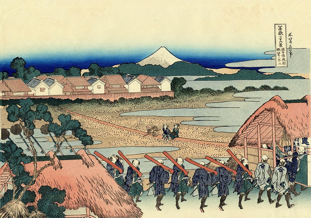 Cuadro Nakahara de Hokusai en papel mate antirreflejos para una decoración japonesa impecable