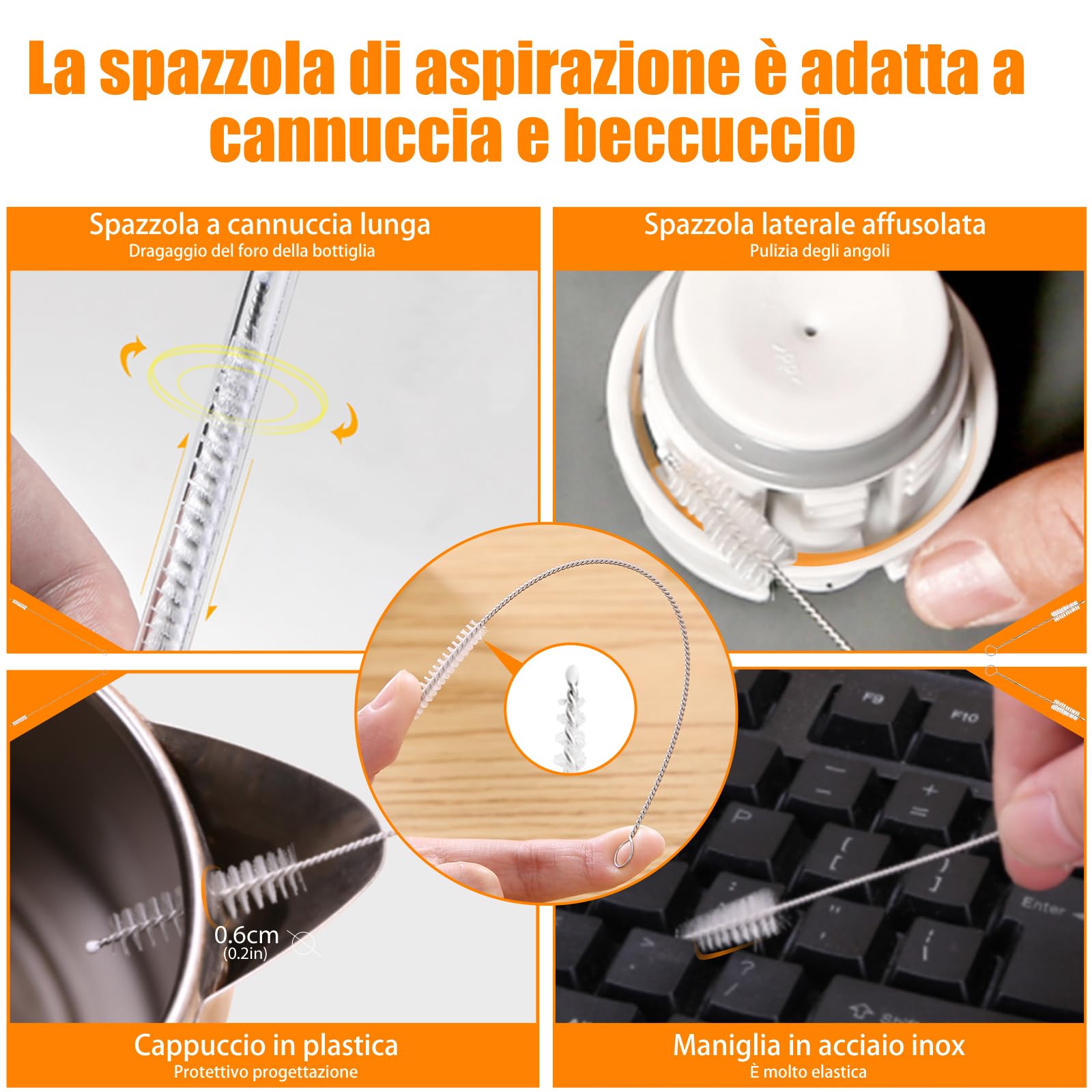 Set Scovolini Per Bottiglie 9 Pezzi - Spazzole Con Manico Lungo Per Borracce, Thermos E Tazze - Foto 7