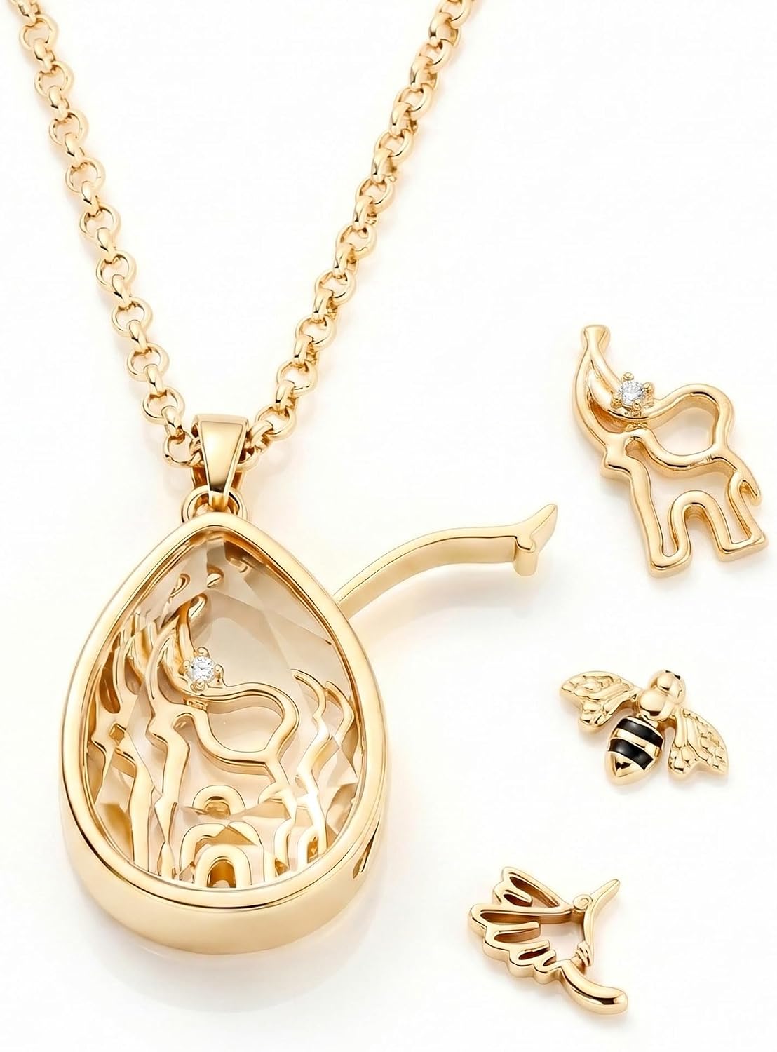 Locket Necklace for Women, 14K Gold Plated Floating Glass Memory Locket Charms Memory Necklace Include Meaningful Charms Personalized Mothers Day Necklace Gifts for Mom Wife Daughter