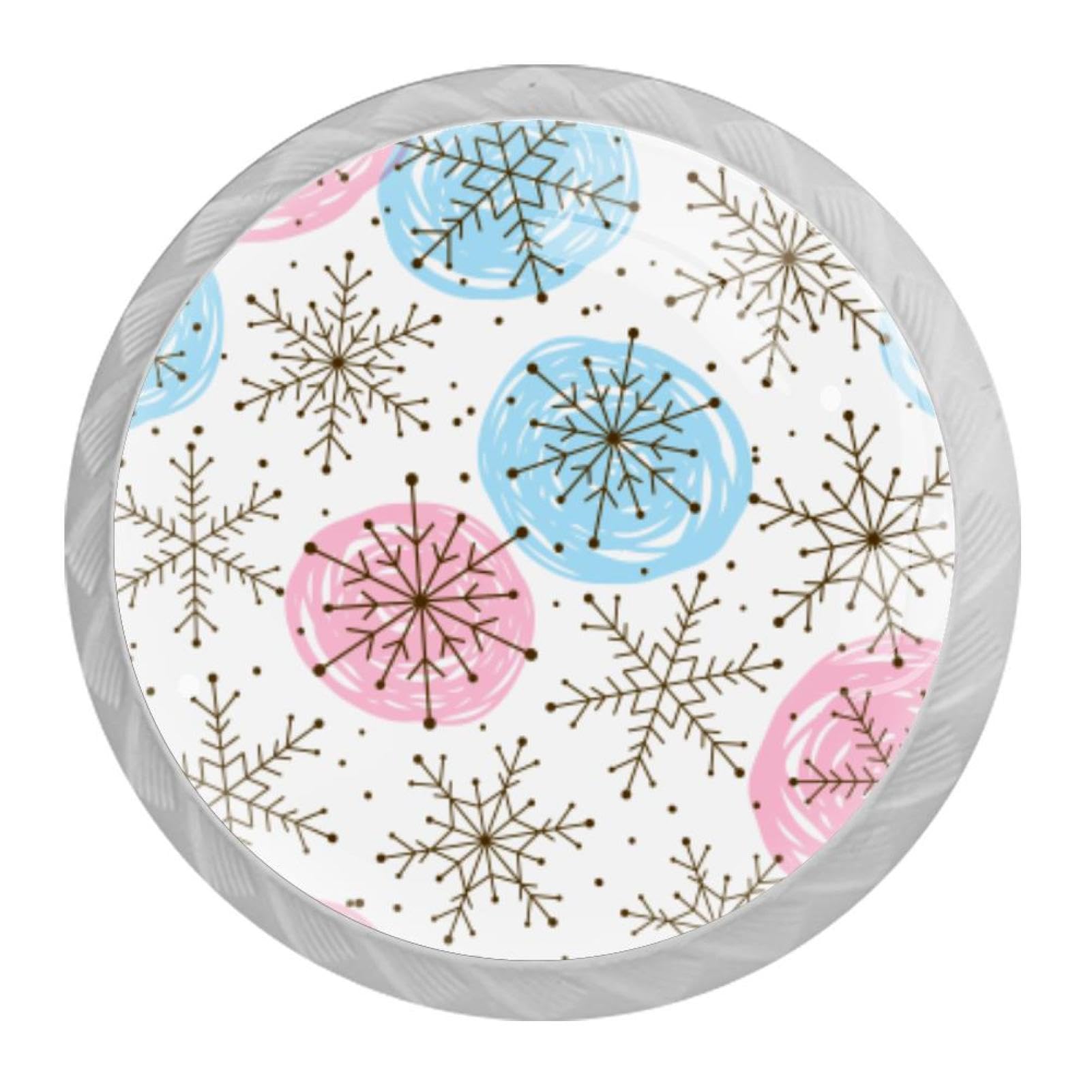 Tqmspg Multi17 4 Pieces Drawer Pulls Snowflakes Pattern Door Knobs Dresser Handles For Kitchen Wardrobe Cupboard Hardware Furniture