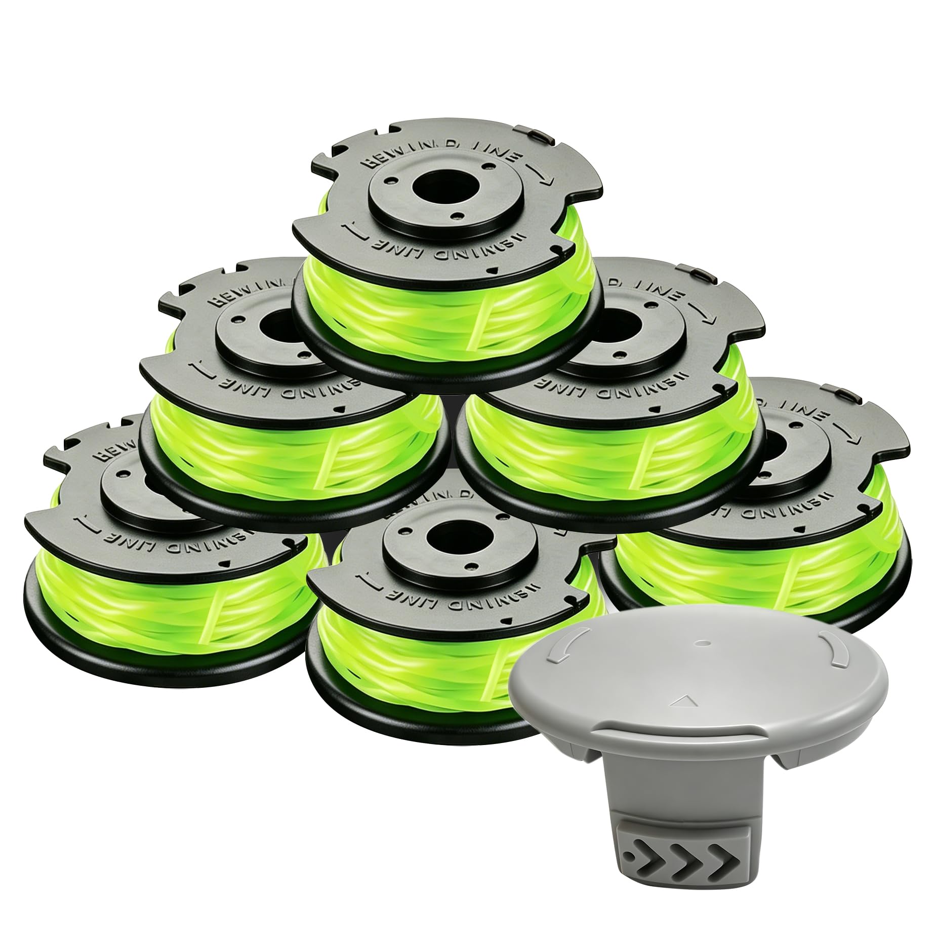 6 Pack RAC143 2.0mm Spool Replacement for Ryobi 36V Grass Trimmer Compatible with Ryobi RY36LT33A-0 / RY36LT33A / RLT36B33 36V MAX Power Cordless Grass Trimmer