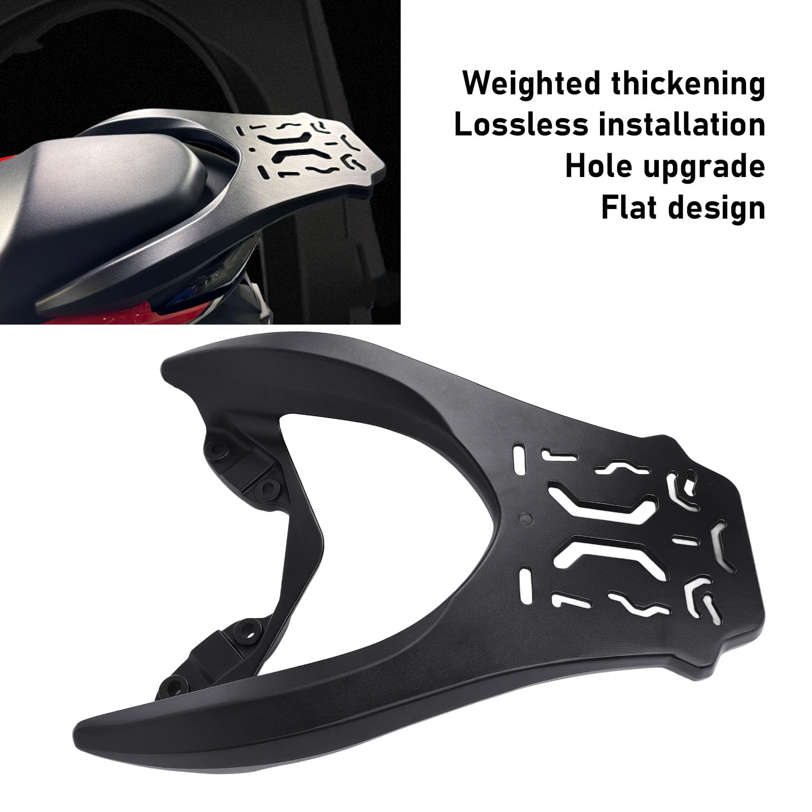 Akozon Portaequipajes Trasero para Motocicleta para Nmax155 2020-2024, Soporte para Portaequipajes de Aleación de Aluminio, Soporte de Alta Carga de 60 Kg/132 ​​LB, Estante de Almacenamiento Trasero
