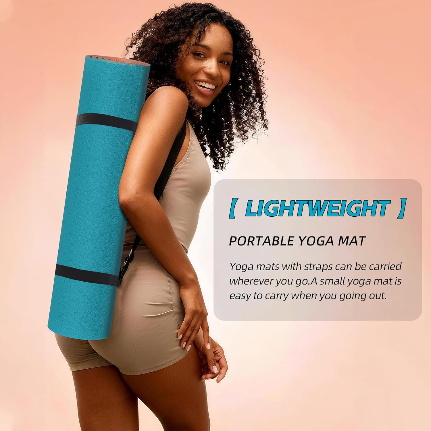 Yoga Mat Non Slip, Anti-Tear 1/4 Thick TPE Yoga Mats for Women and Men, 72"x24" Exercise & Fitness Mat with Carrying Strap, Workout Mats for Yoga, Pilates and Floor Exercise - Image 4