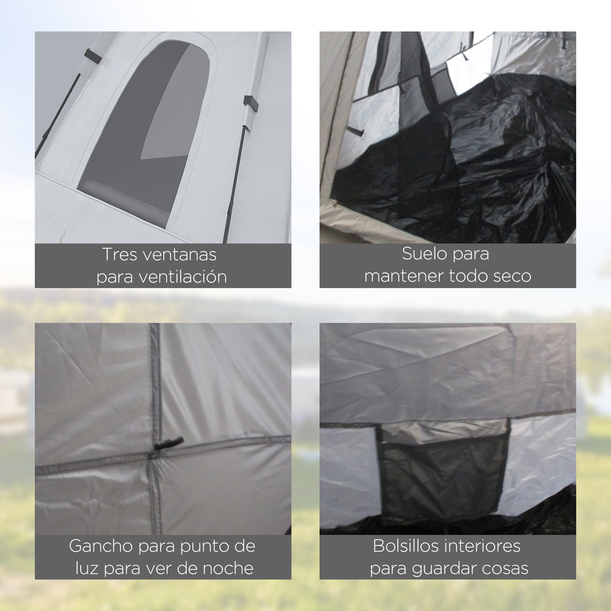 Outsunny Tienda de Campaña Pop-up 2-3 Personas Impermeable 2000 mm UV50+ 210x210x150 cm