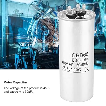 CBB65 60UF 450V Motor Start Capacitor, High-Performance Explosion-Proof AC Compressor Capacitor for Air Conditioning Systems