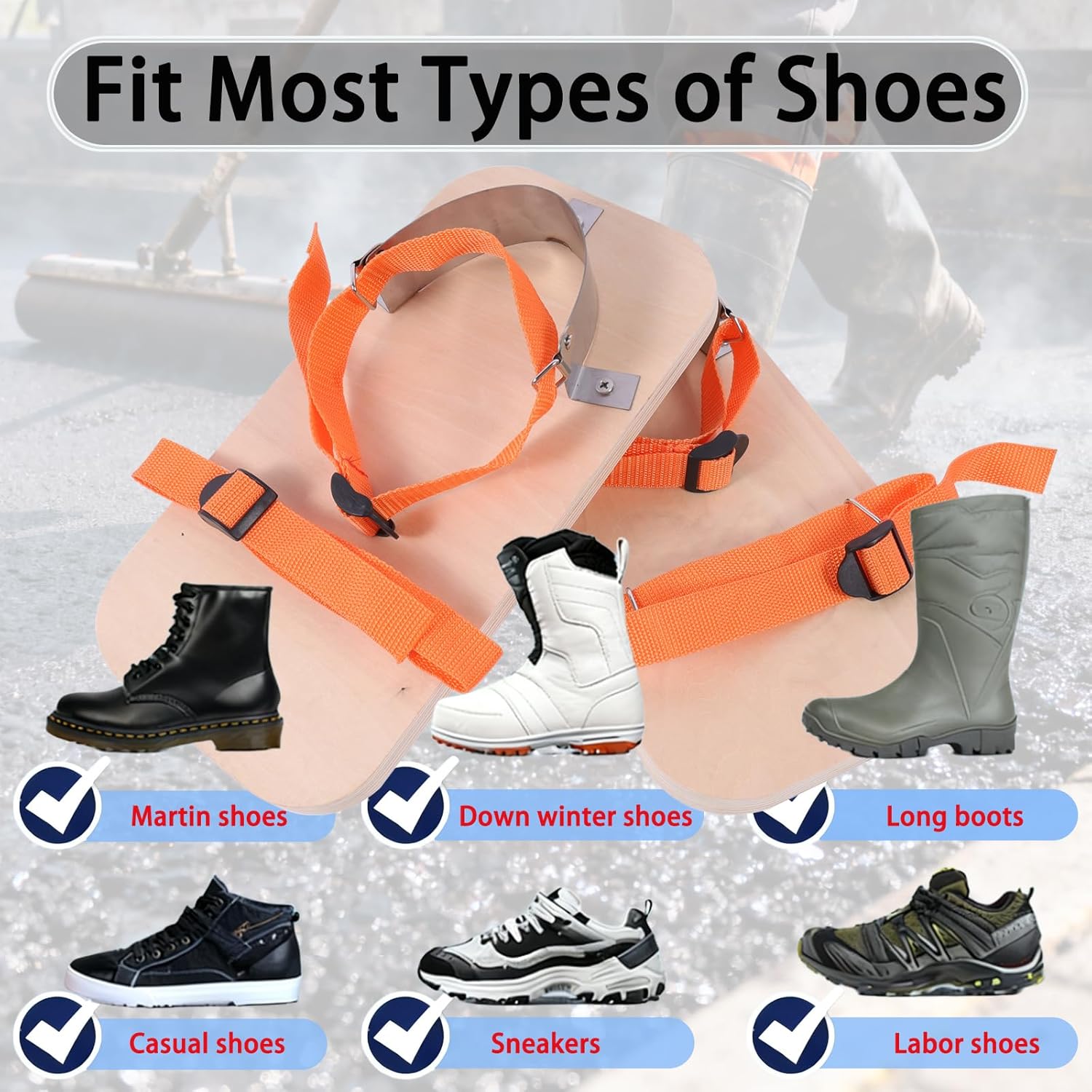 Asphalt Shoes - Asphalt Tamp Shoes,Wooden Soles,Adjustable Nylon Straps for Walking On Asphalt (Wooden)