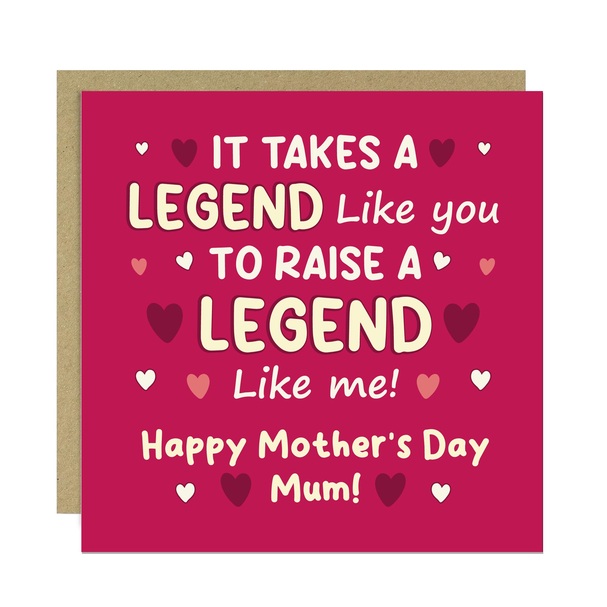 RED OCEAN Joke Card For Mum On Mothers Day With Kraft Envelope, RAISE A LEGEND Card, Funny Mum Cards From Daughter Son, Thank You Card For Mum