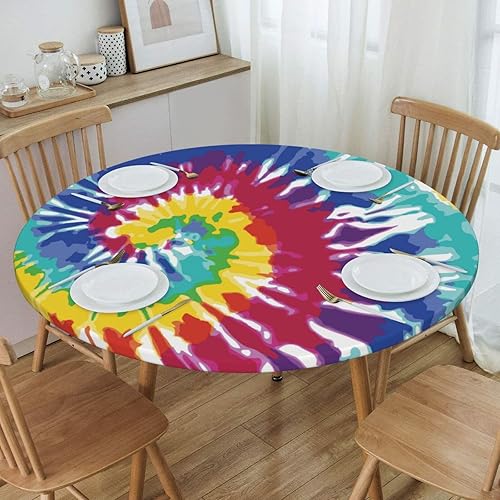 Vista 67 de Delerain Mantel redondo ajustable de bolas de Navidad, mantel redondo impermeable con borde elástico, lavable, para interiores y exteriores, se