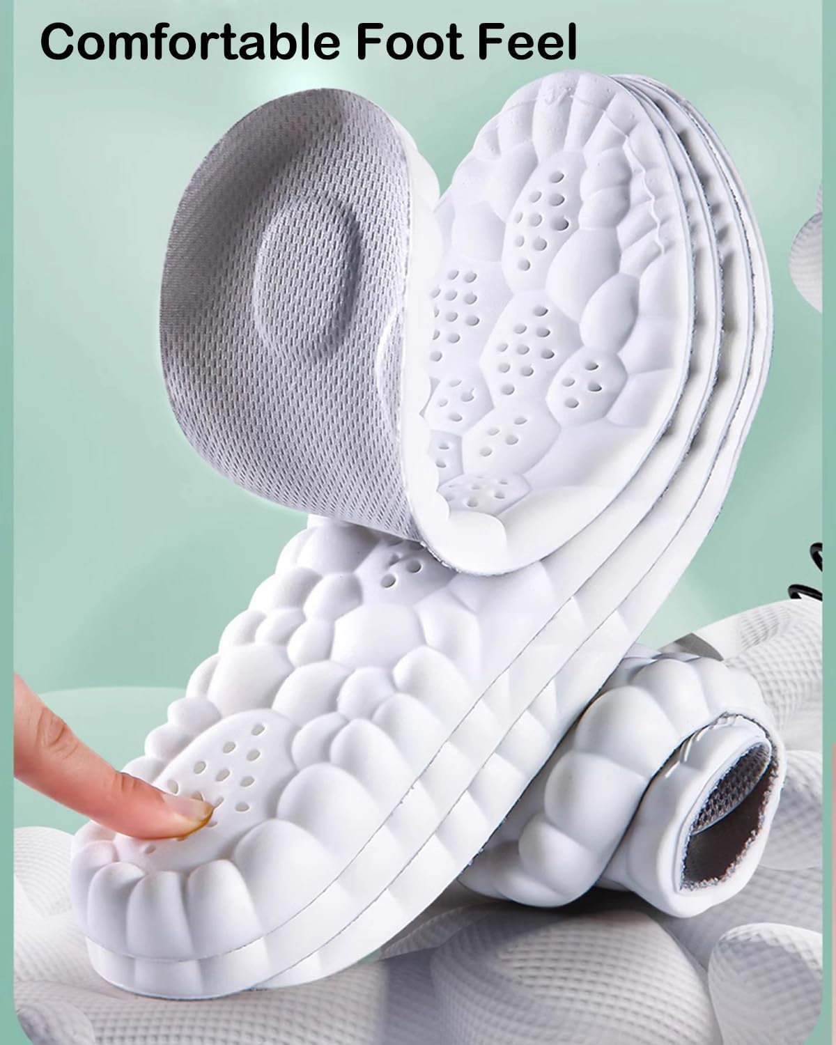 2 Pairs Steppers Insoles for Men Women, Cloud Like Massage Insole, Men's Comfortble Steppers Shoe Insoles Inserts, Breathable Memory Foam with Arch Surpport (Orange, Men 9-10.5/Women 10.5-12) - Image 3