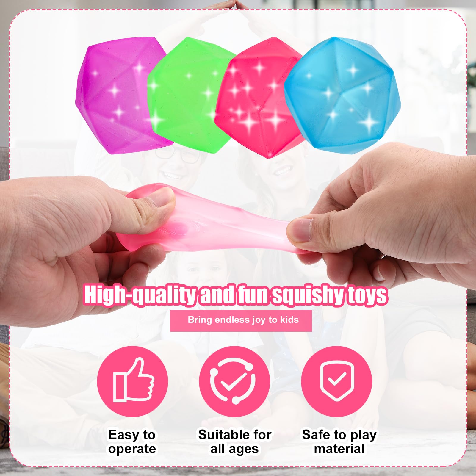 4 Pcs Ice Cube Stress Balls, Slow Rising Stress Balls Diamond Squeeze ...