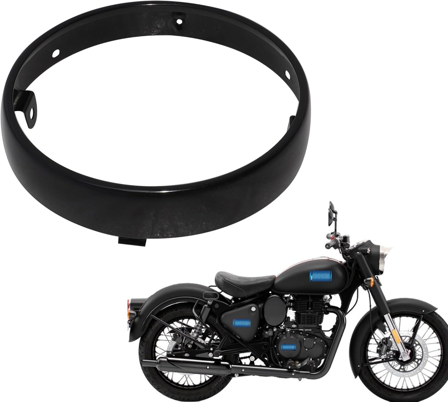 LED Headlight Outer Ring Rim Black For Royal Enfield New Classic Reborn 350