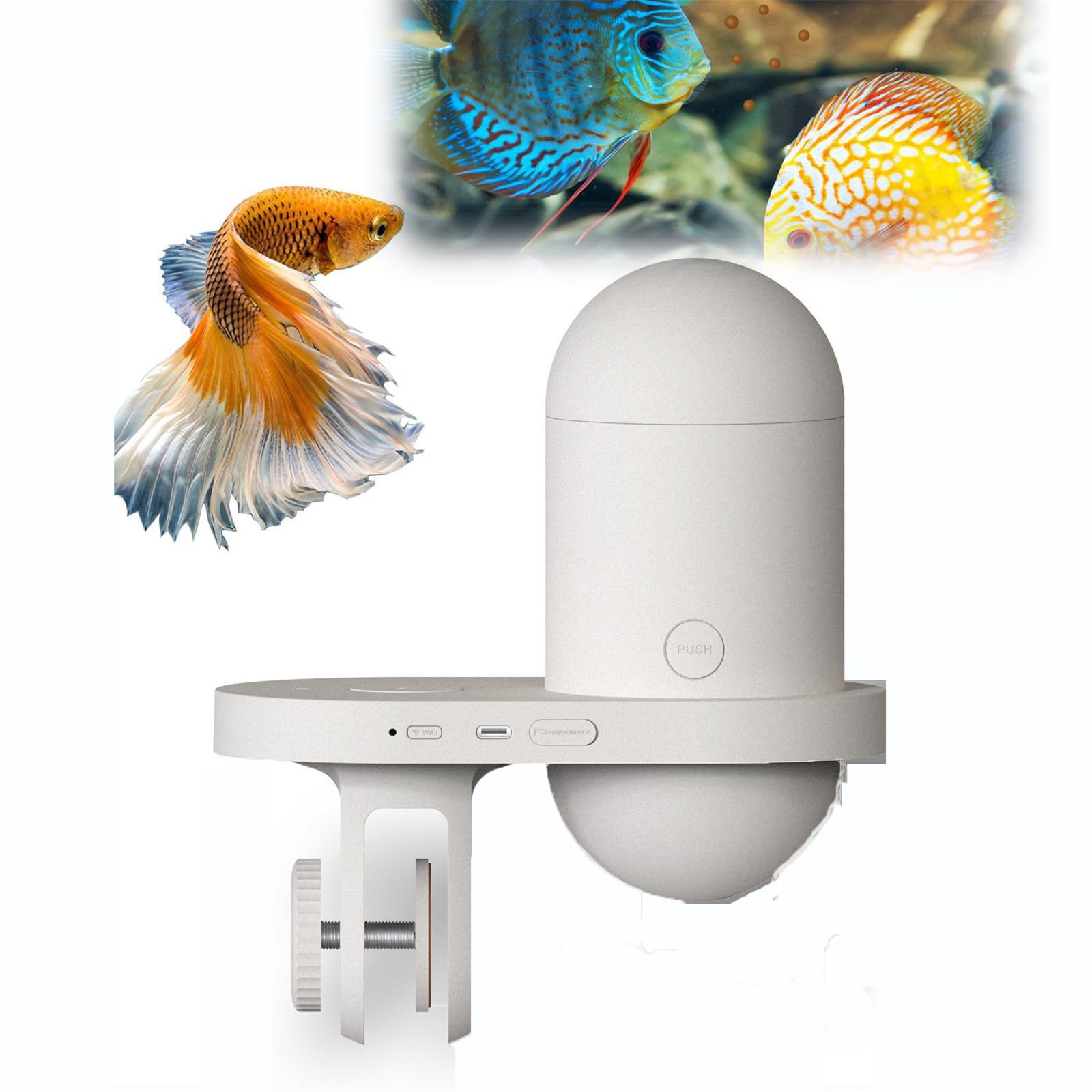 Lnlscle Alimentador automático de Peces, dispensador Visual de Alimentos para Peces con aplicación y cámara HD 2K, dispensador Inteligente de pecera USB para Acuario, pecera de Tortugas, Vacaciones