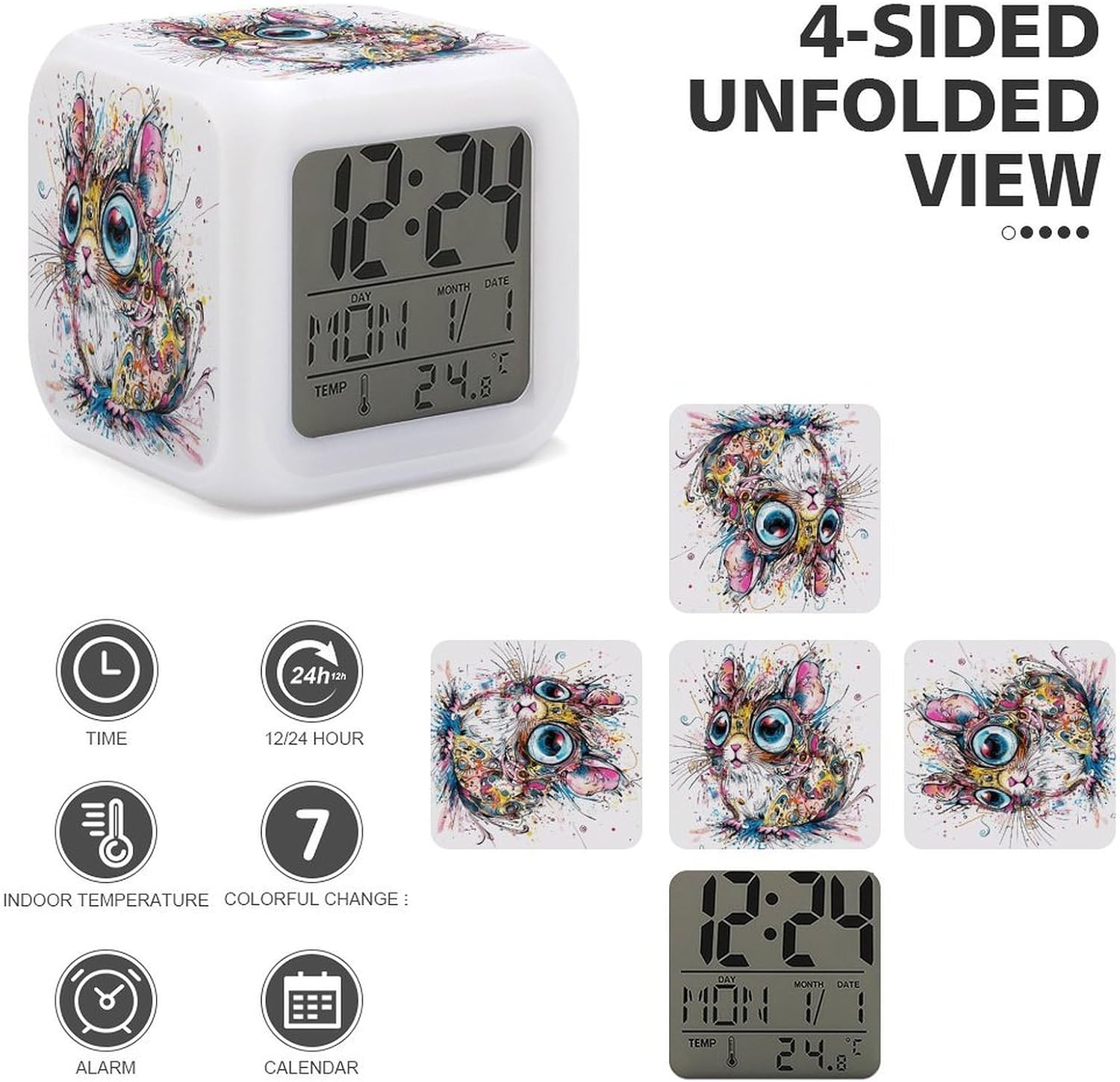Abstract Animals Digital Alarm Clock Alarm Clock for Bedroom image 3