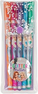 TOPModel 12743 Glitter Gel Pen Set in Transparent Pouch with Press Stud Closure, 5 Pens in Glitter Colours for Writing and Decorating