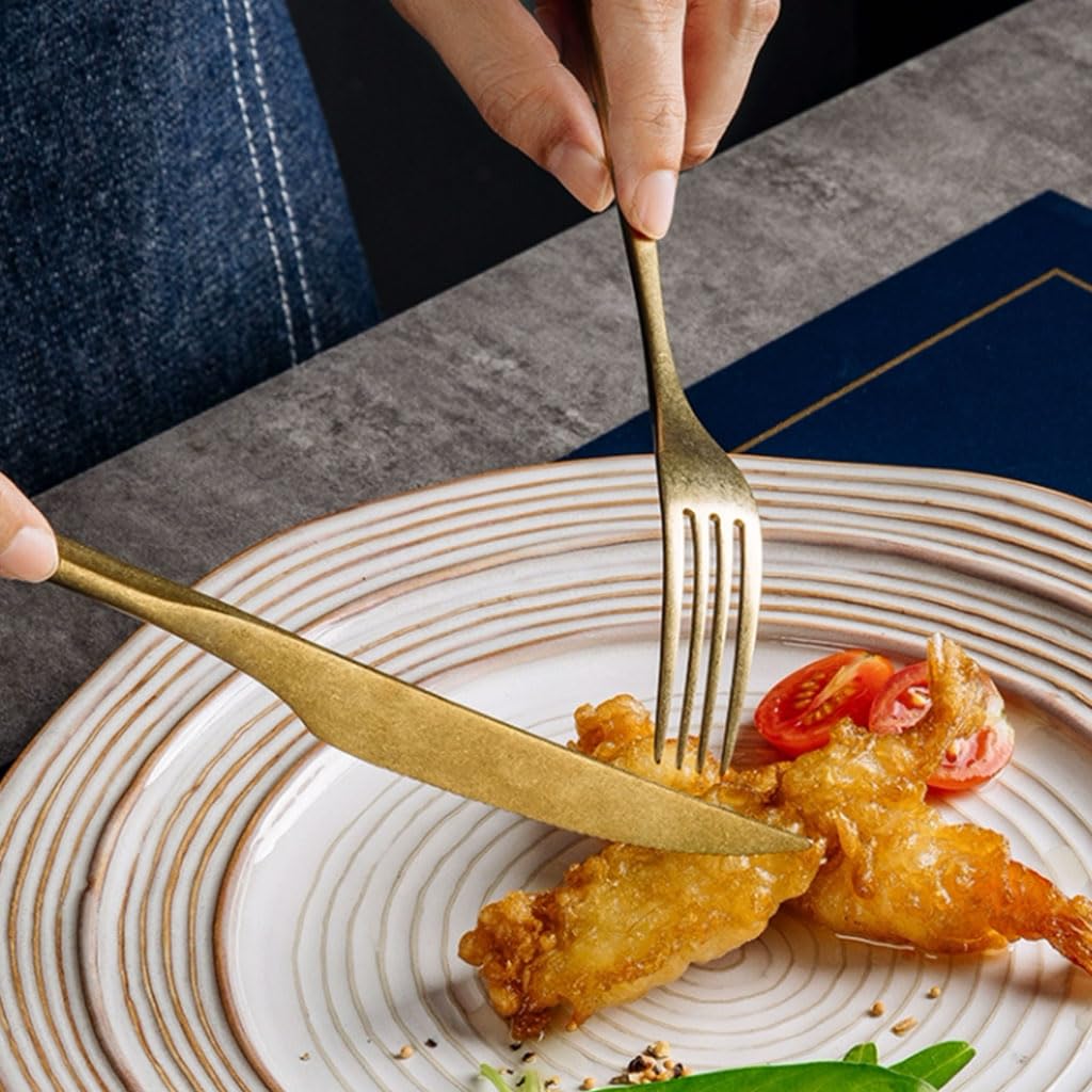 Exquis Ensemble de Couteaux Occidentaux, fourchettes et cuillères, Couverts à Steak, cuillère à Dessert, Ensemble d'argenterie, Couteaux en Acier Inoxydable, fourchettes, Couverts Pratique