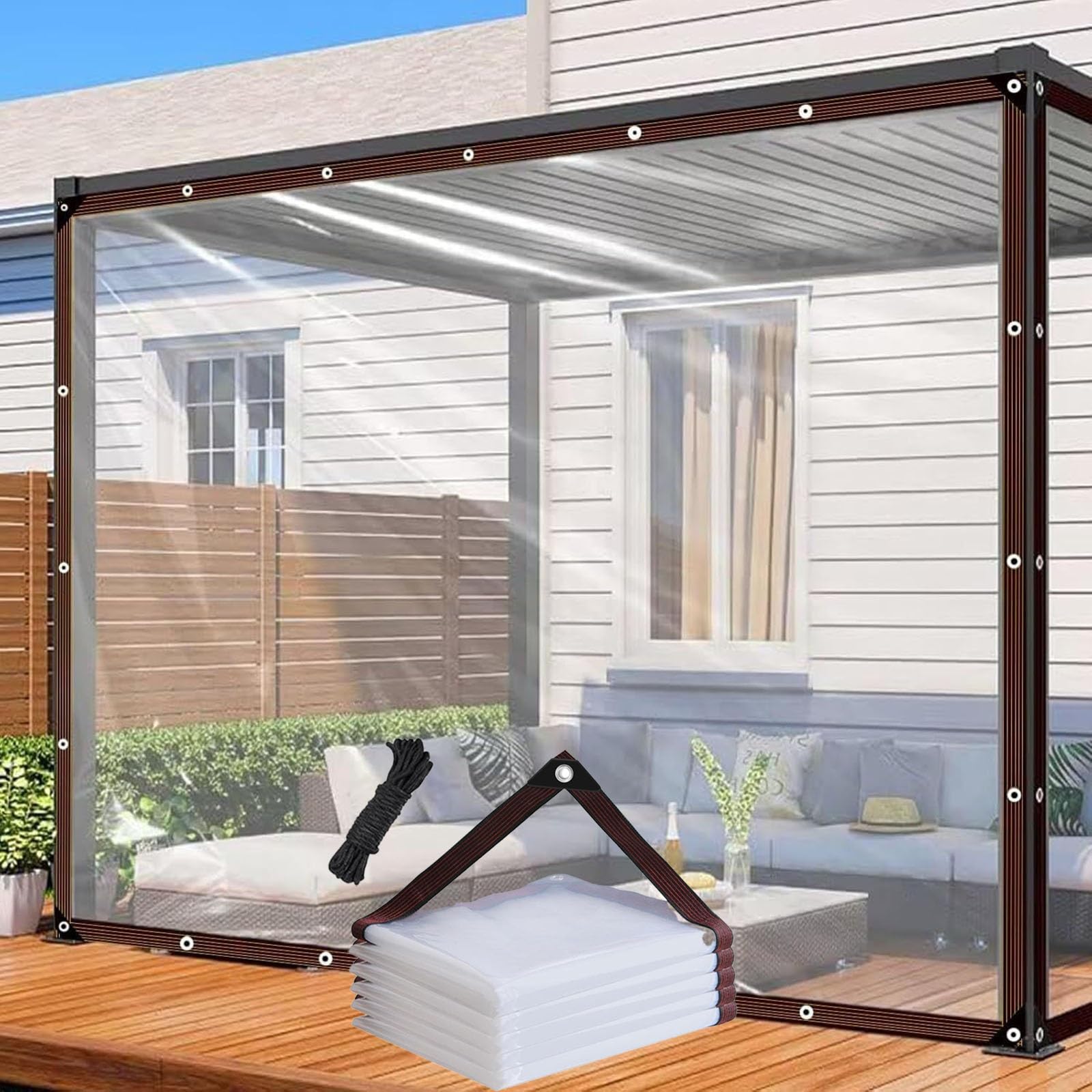 Cubierta impermeable y resistente al viento para pérgola de patio o invernadero