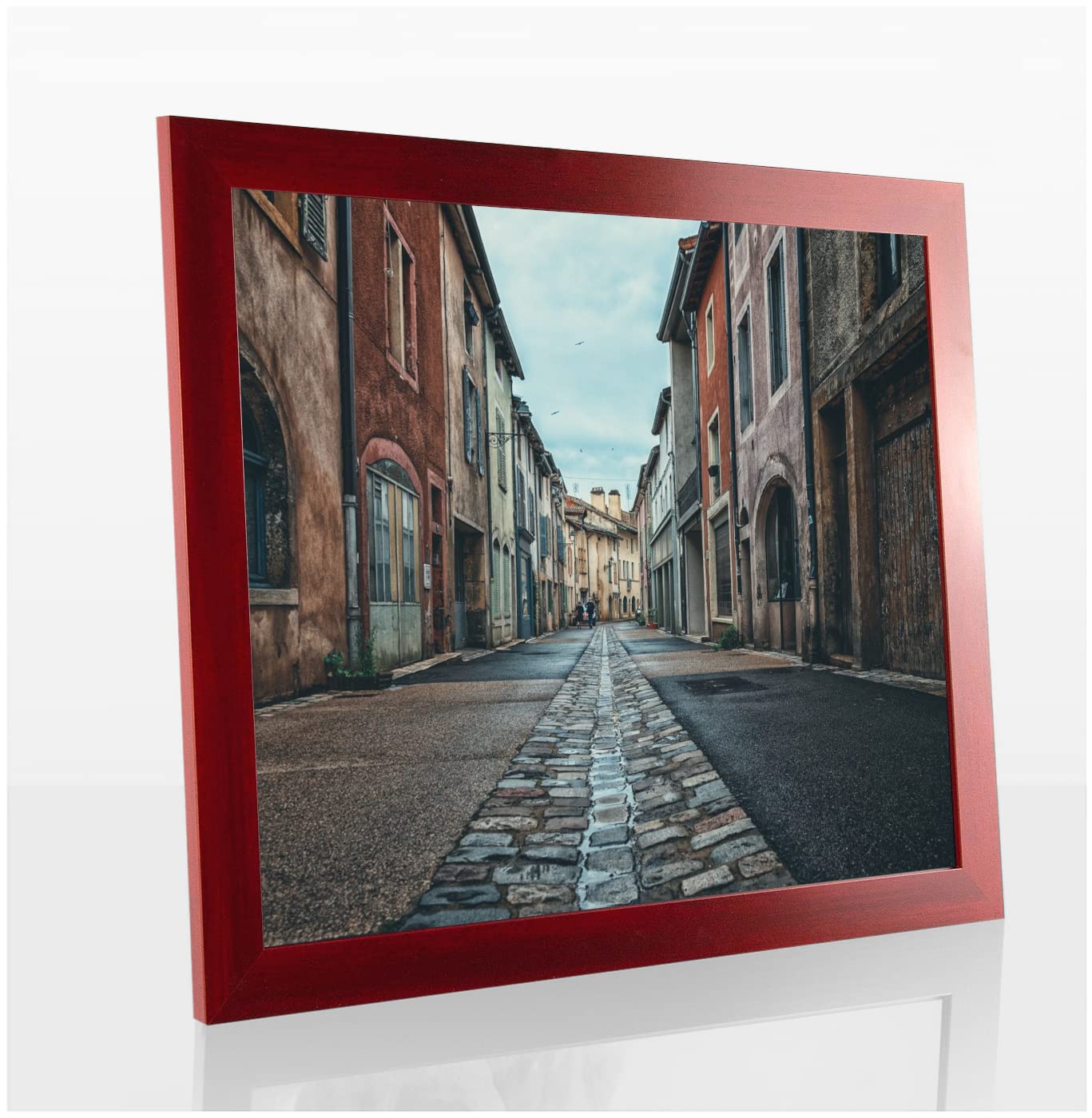 Cadre photo 80x35 cm Orion bordeaux - rouge foncé - verre synthétique et fond blanc