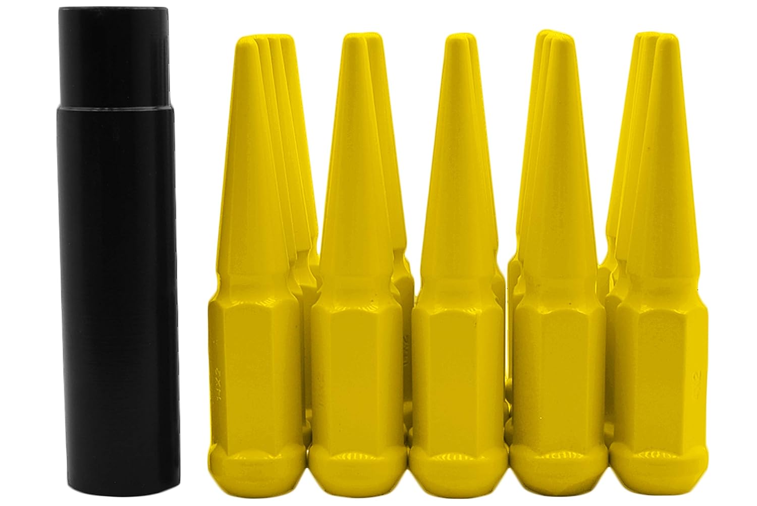 20 Pc Yellow Spike Lug Nuts Powder Coated | Steel | 4.5" Tall | M14x1.5 Thread Pitch + 1 Key Works With2015-2020 Mustang Ecoboost 5.0 5x4.5 Aftermarket Wheels