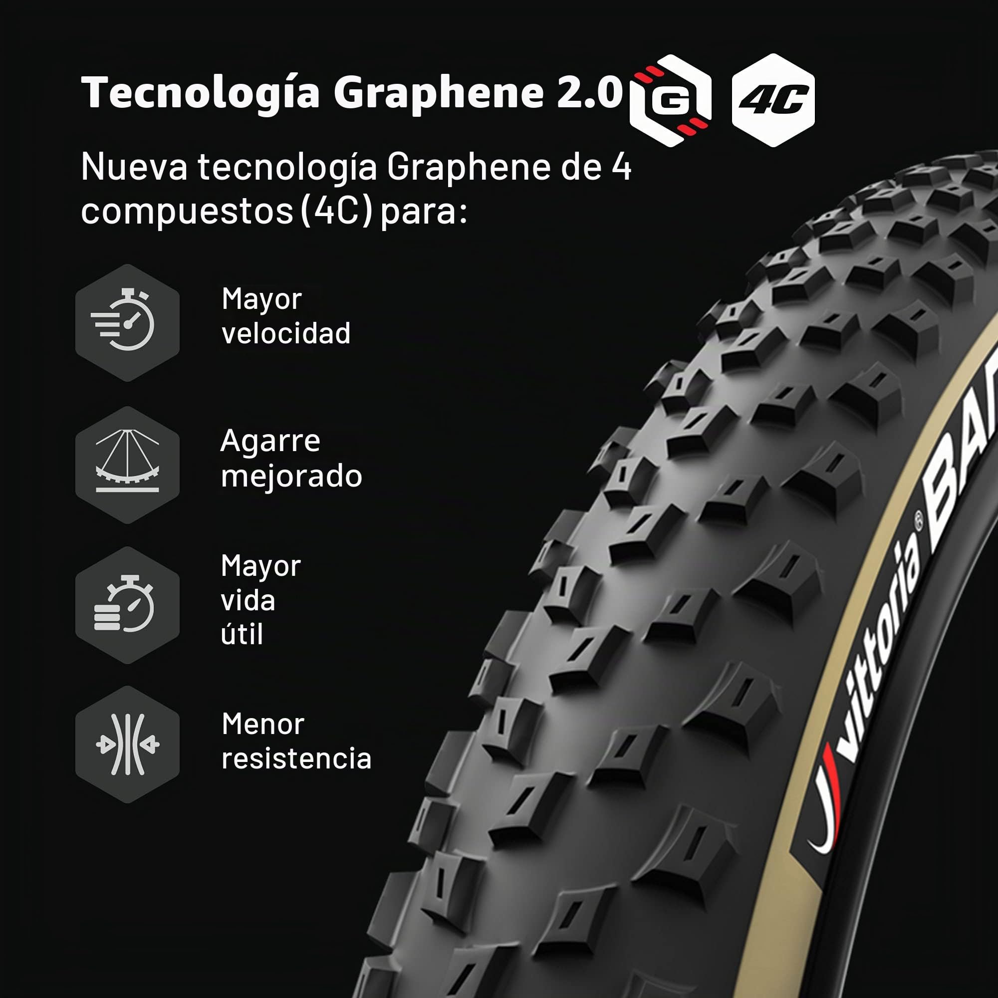 Vittoria Barzo XC Bike Tires for Mixed Terrain Conditions - Cross Country Trail Tubeless TNT MTB Tire