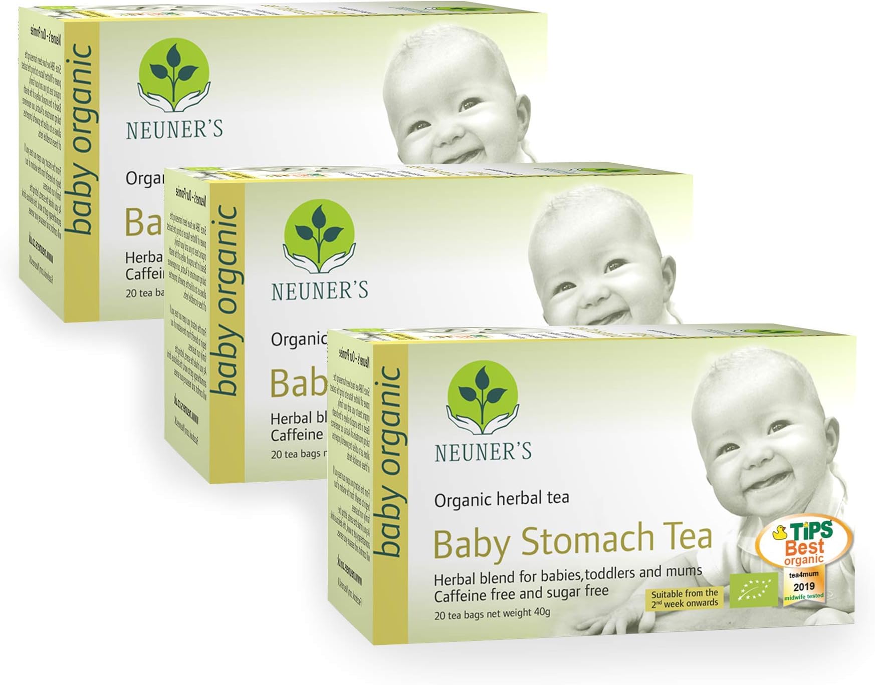 Neuner's | Organic Baby Stomach Tea | for Babies, Toddlers and Mums | 3 x 20 Tea Bags (Pack of 3)