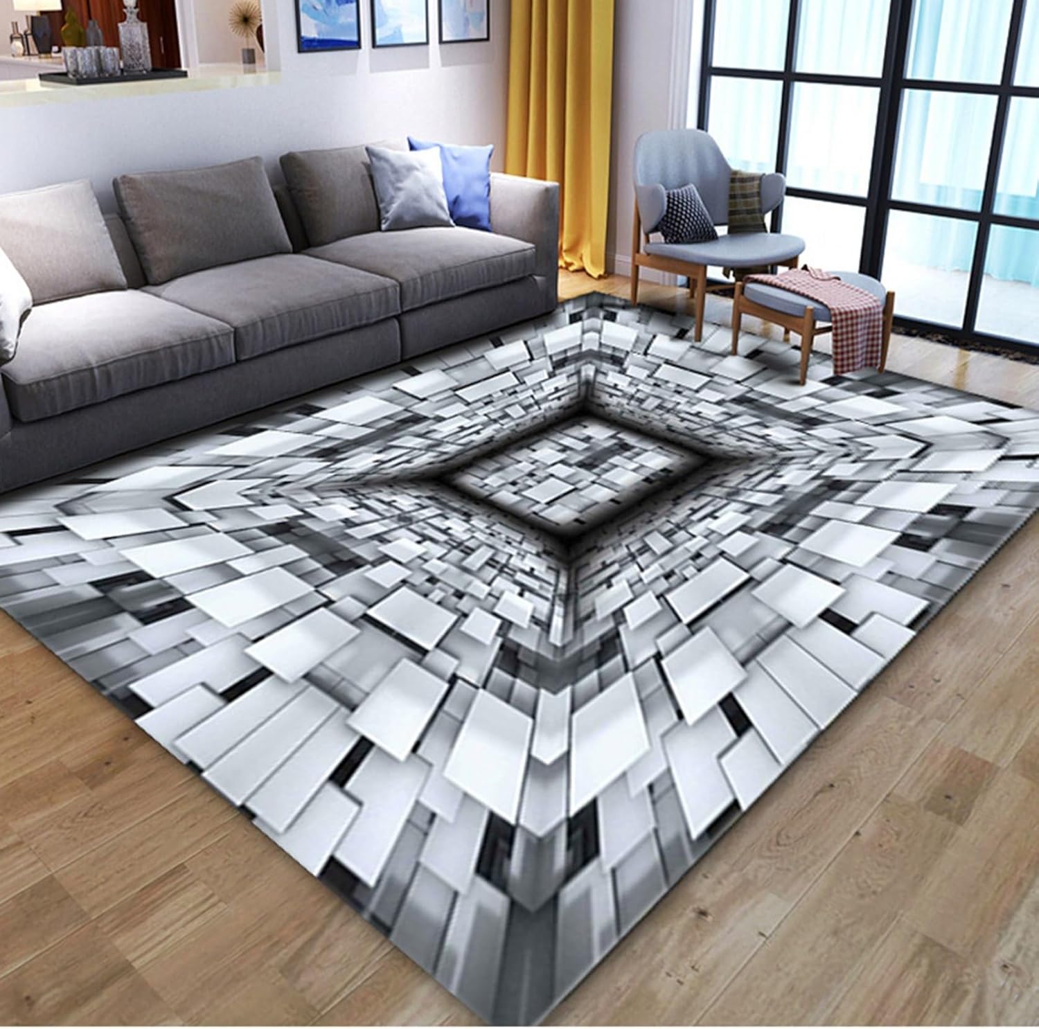 3D チェアマット ゲーミングチェアマット ビジュアル系 渦巻き柄 床保護 フロアマット 大判 足元 ラグ ゲーミング椅子マット 家