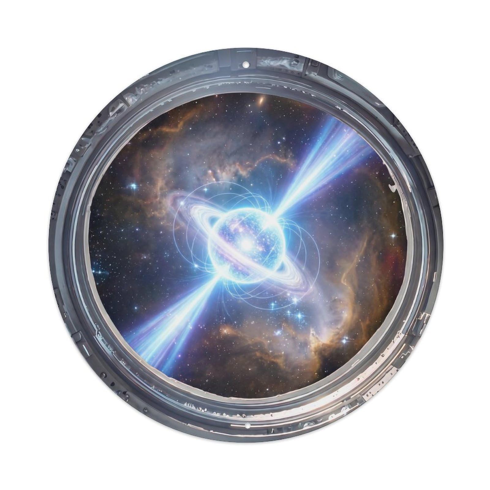 Pulsar Beams from Space Station Porthole Metal Tin Sign