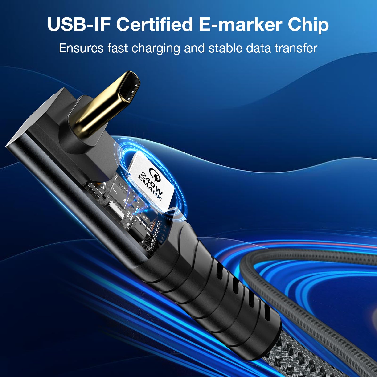 Cavo USB 4 certificato per cavo Thunderbolt 4, cavo di trasferimento dati USB C ad angolo inferiore da 40 Gbps, video 8K a 60 Hz, ricarica rapida PD da 240 W per iPhone 16/17, Steam Deck, monitor USB