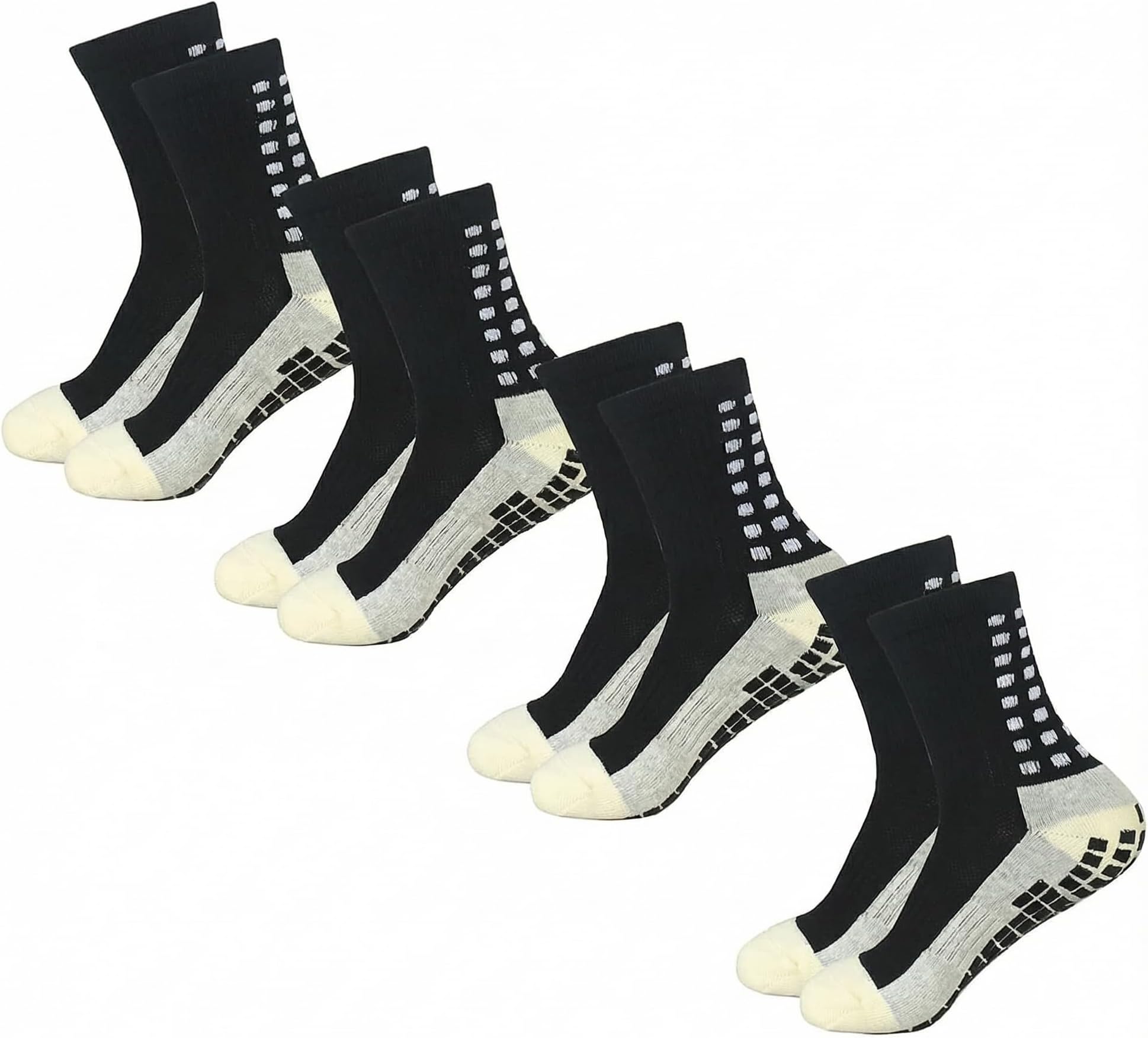 Grip Soccer Socks Anti Slip Non Slip Men's Athletic Socks for Football Basketball Sports, 4 Pair