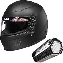 ILM Snell SA2020 Full Face Auto Car Racing Helmets Model 760 Matte Black, 2XL and Bluetooth Headset with Hi-Fi System