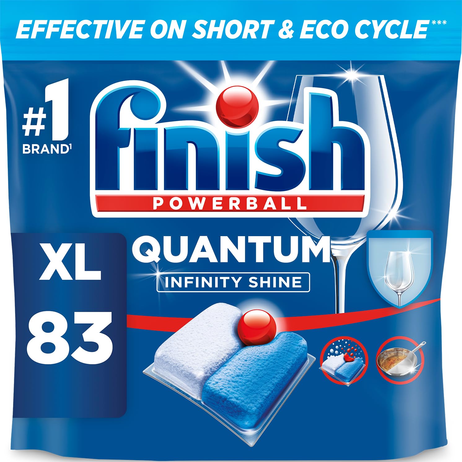Finish Dishwasher Tablet, Quantum Infinity Shine, 83 Tabs, Fresh Scent, For a Fast Dissolving Clean and Sparkling Shine