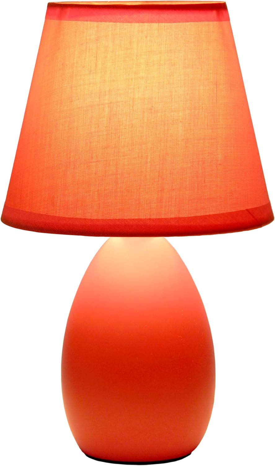 Simple Designs LT1197-ORG-2PK 9.45" 2-Pack Chic and Sleek Oblong Mini Oval Ceramic Table Lamp Set, for Living Room, Bedroom, Office, Orange