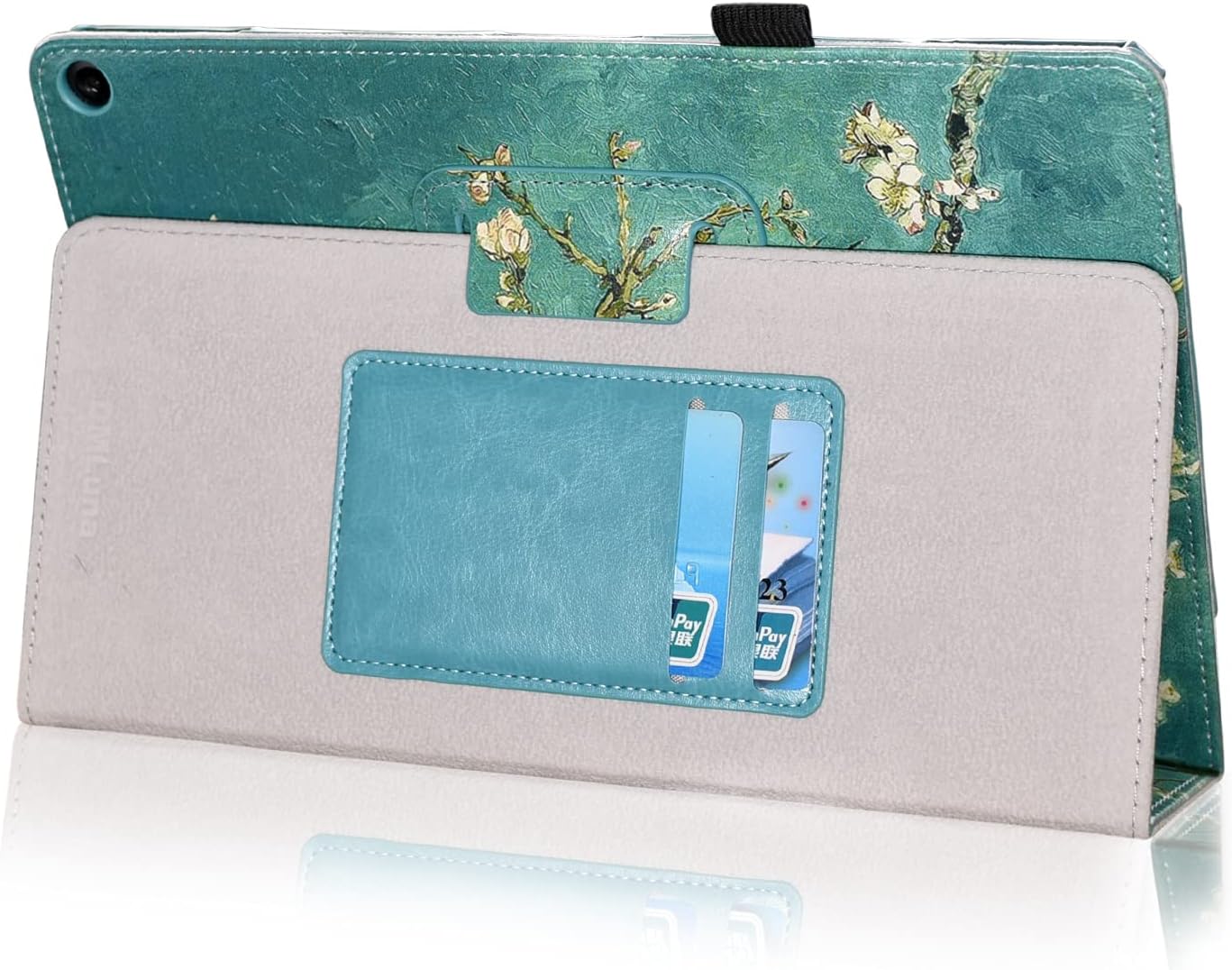 DMLuna Case for Onn 10.1 Tablet Pro (Model:100003562) 2020 Release ONLY, Folio Premium Leather Cover Stand Case with Hand Strap and Card Pocket Holder(Will NOT FIT ONN 10.1 Tablet), Almond Blossom