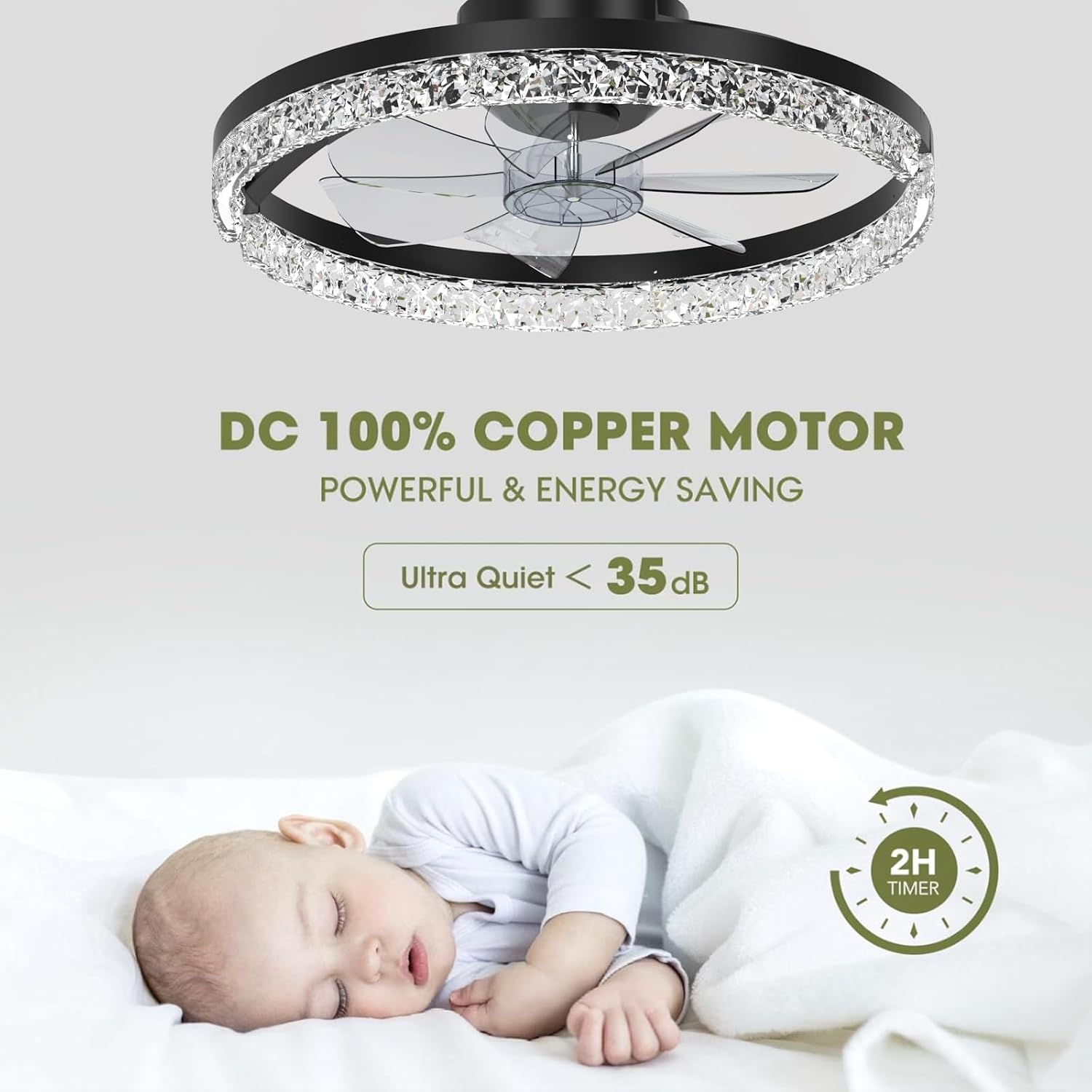 20" Profile Ceiling Fan with LED Light Kit & Remote Control,6-Speed Stepless Dimming, Color Temperature Adjustable 3000K-6500K, Flush Mount for Low Ceilings, Ideal for Bedroom,Living Room,Nursery