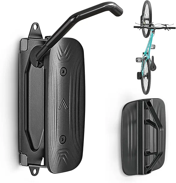 monTEK Swivel Bike Wall Mount, Bike Hangers for Garage, Space-Saving Vertical Bike Rack, Sturdy Bike Storage Rack Holds Up to 66lbs, Easy to Install, Black