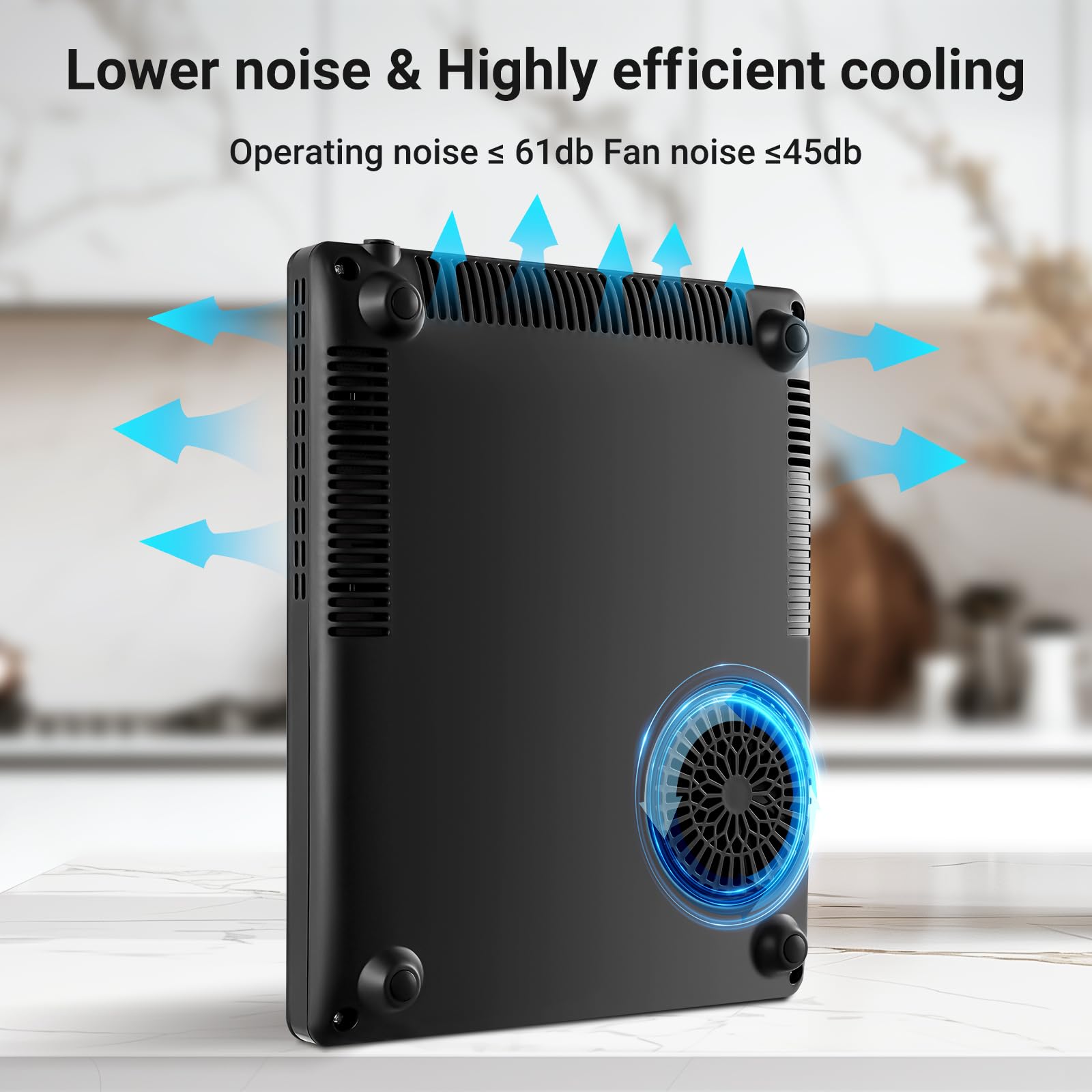 Aobosi Induktionskochfeld 2000W 1 Platte mit Booster-Funktion, 20 Leistungsstufen, 10H-Timer, Schwarz