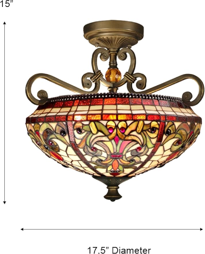 Dale Tiffany Dale Tiffany TH13090 Barok semi-flush mount lichtbevestiging, antiek gouden zand door Dale Tiffany Lamps photo 3