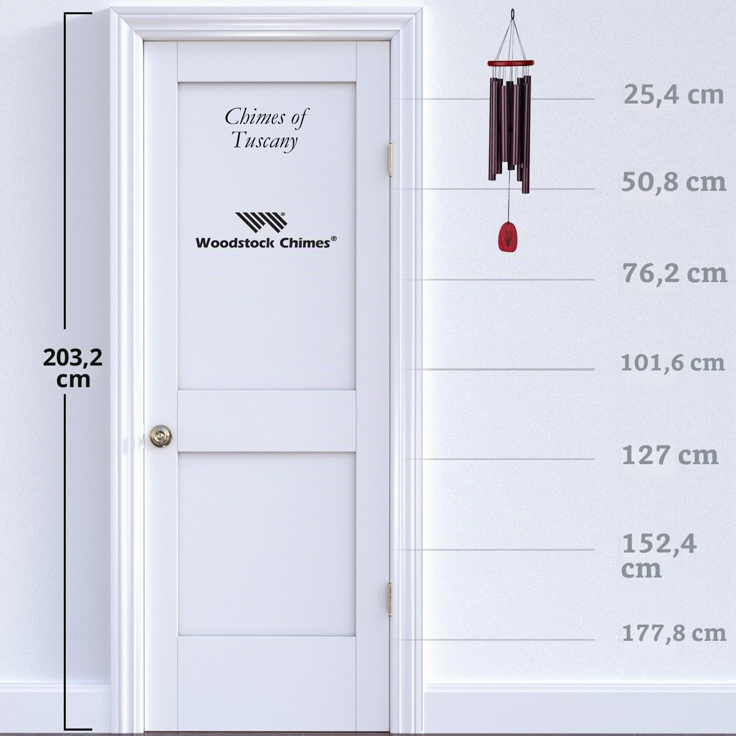 Woodstock Chimes Toscana Carrillón para Jardín - 9 Tubos Afinados Color Borgoña - La Forza del Destino de Verdi