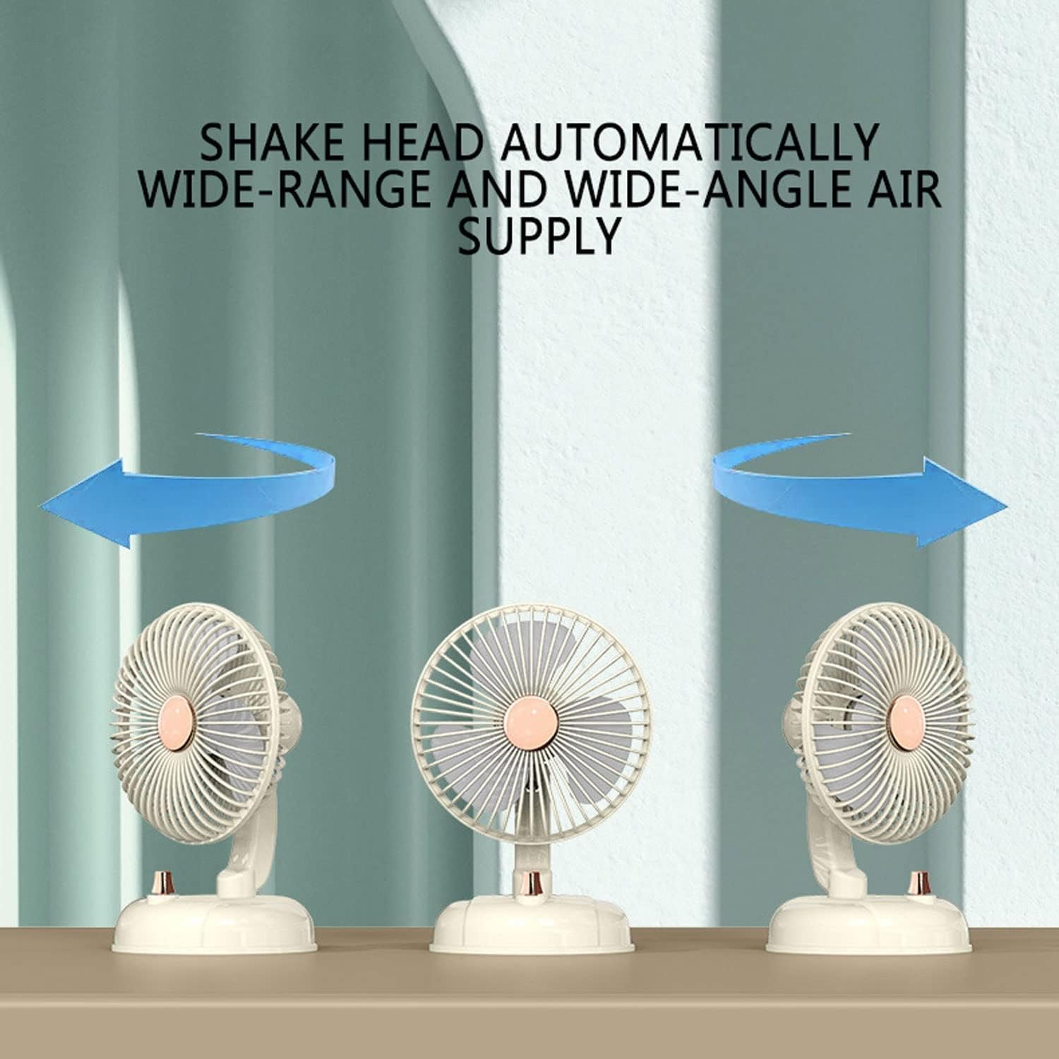 Ventilatore da Tavolo,Circolatore d'aria,Ventilatore retrò oscillante,ventilatore da scrivania silenzioso con ricarica USB,regolazione continua della velocità,Per Camera,Cucina,Campeggio