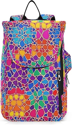 Tennis Badminton Racquet Bag Lightweight Moroccan Patterns Bright Neon Colors Tennis Racket Cover Holds 2 Rackets for Women Men raquetas de tenis