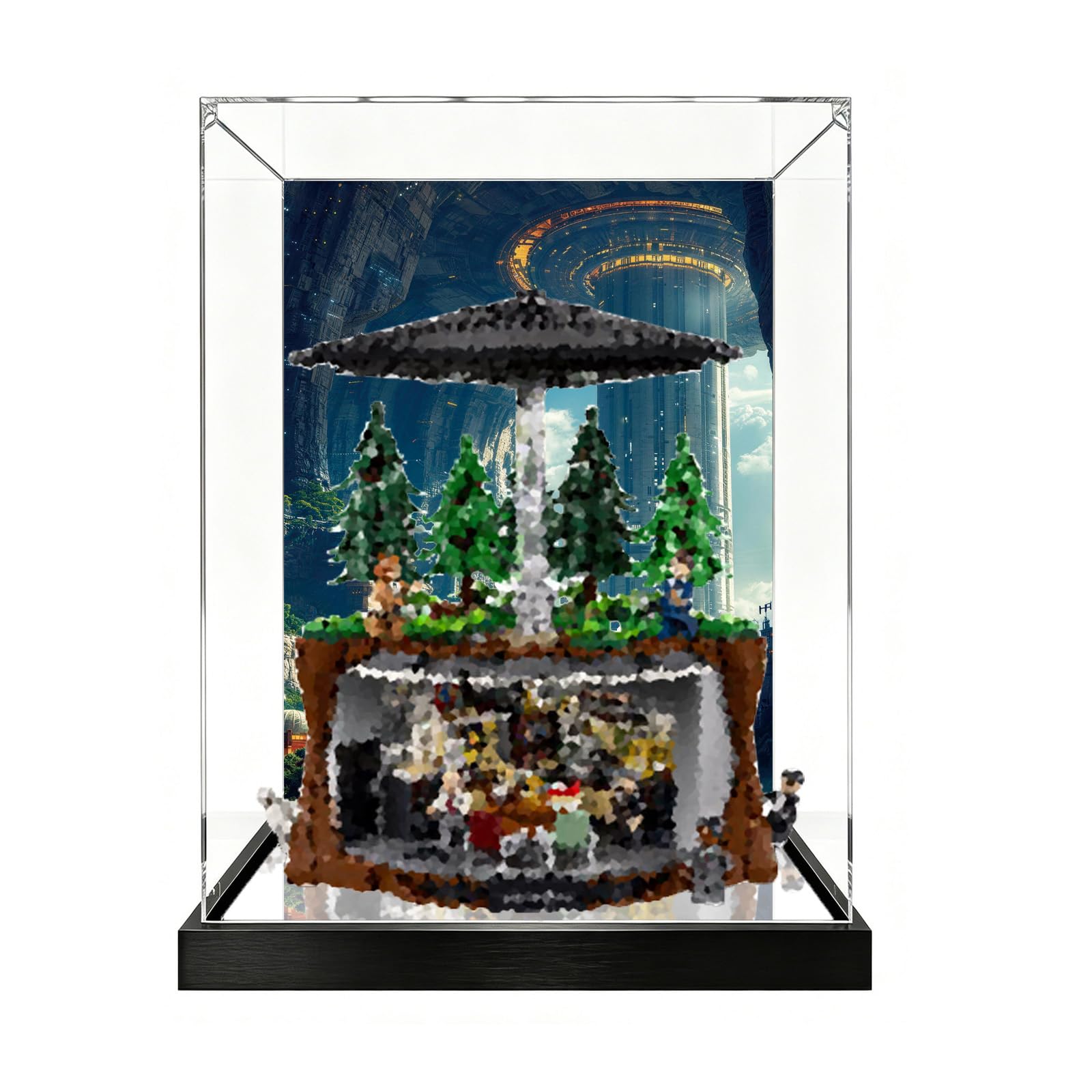 Clear Acrylic Display Case for Lego 21369 X Files (Mirror Base+Background A)