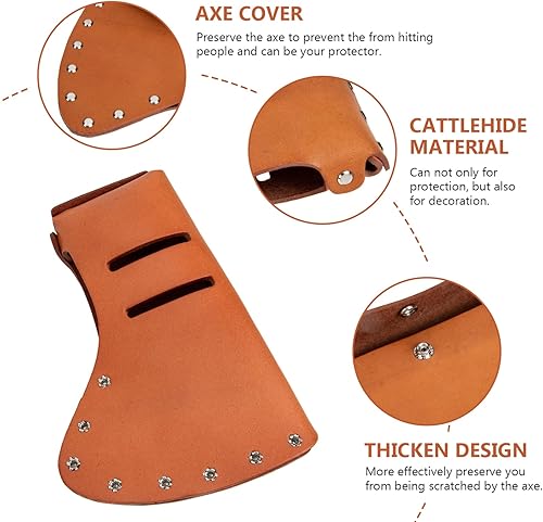 Miniatura 3 de Vaguelly 1 funda de cabeza de hacha, funda de hacha, funda de hacha de cuero, cubierta de piel de ganado para hachas de jardinería, funda de cabeza