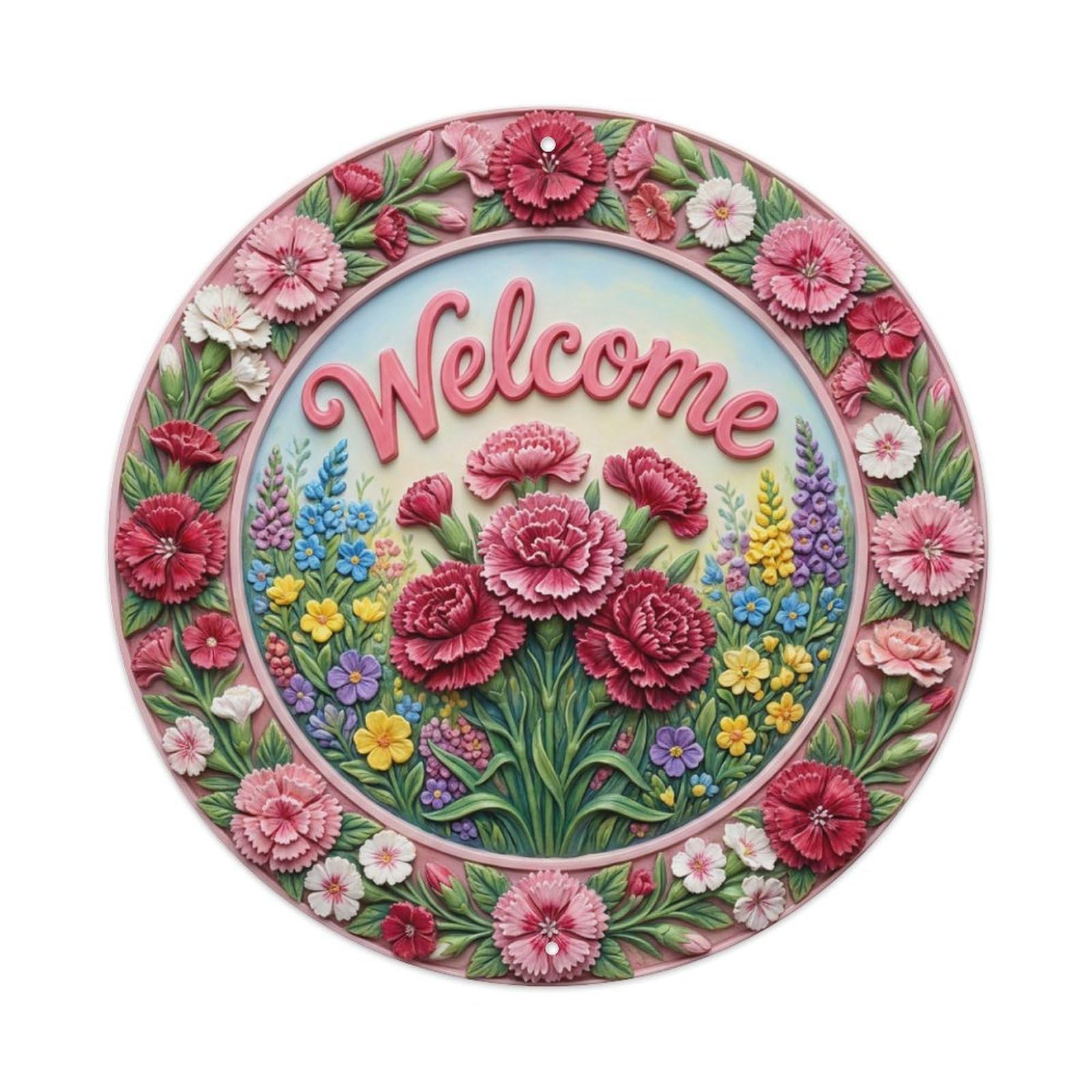 Tgrcjimh Style Metal Tin Sign Dianthus Garden Welcome Spicy Blooms