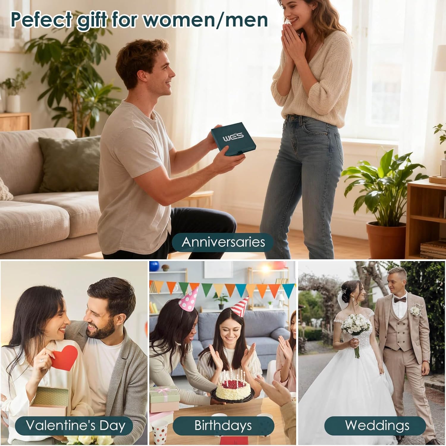 WES Moissanite Stud Earrings for Women Men - Hypoallergenic 925 Sterling Silver with 14K White Gold Plated Round Moissanite Earring - Image 7