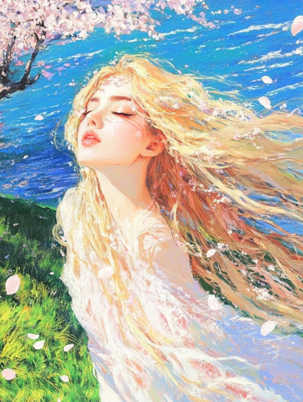 Henypt Stamped Cross Stitch Kits Anime Women DIY Needlepoint Set for Beginners The Elderly with Accessories Living Room/Bedroom Wall Hangings 14CT 80x100cm