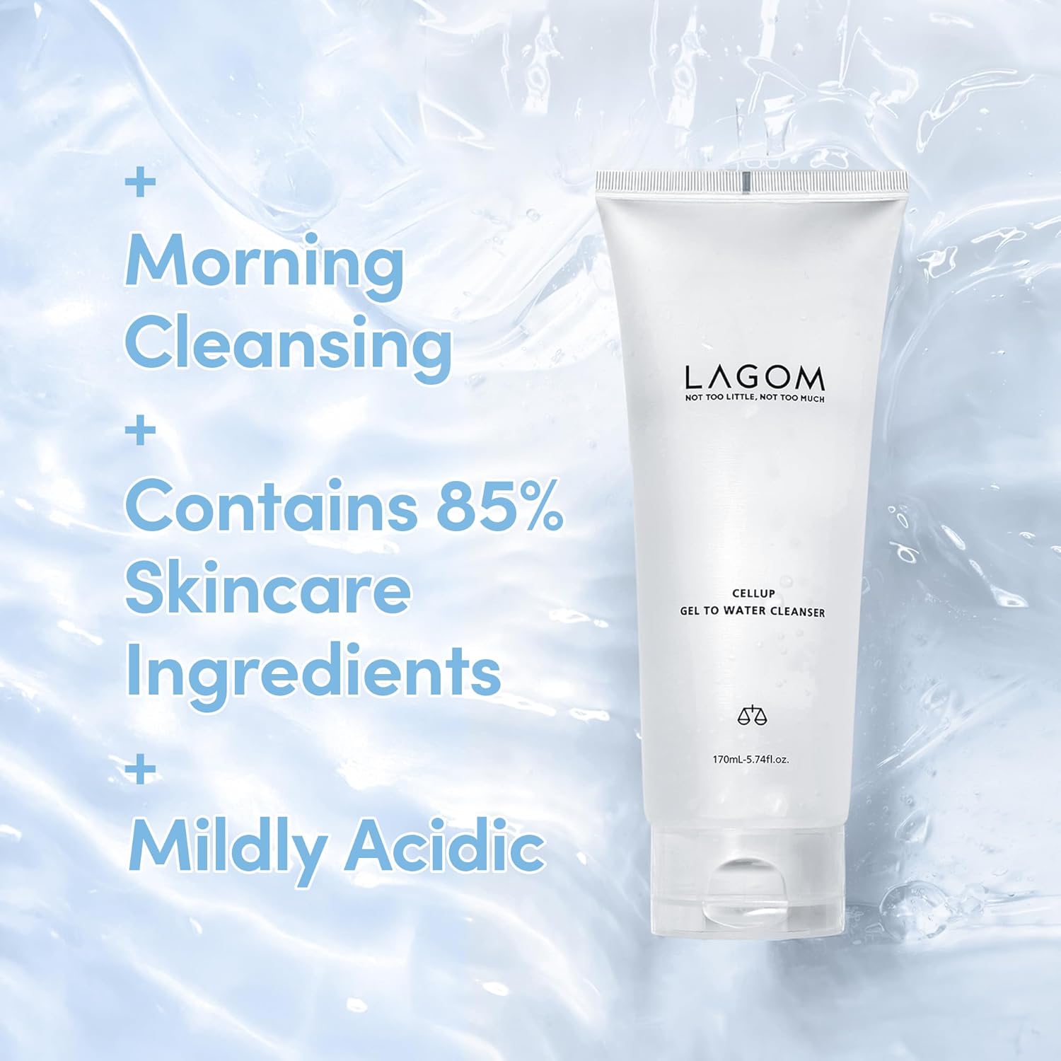 LAGOM Cellup Gel To Water Cleanser, No Foam Transparent Formula, Jelly Texture, Morning Cleansing, Hydrating Daily Face Wash 5.74 Fl Oz 5.74 Fl Oz (Pack of 1) image 2 of 9 B08DFR5Y57