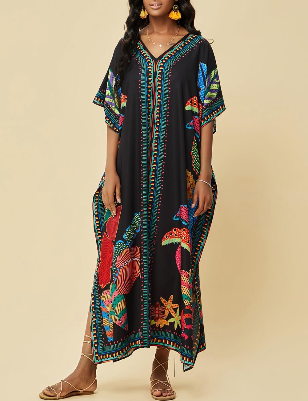 Bsubseach Women Plus Size Kaftan Dress Swimsuit Cover Up Caftan Maxi Beach Dresses Cover Ups - Image 5