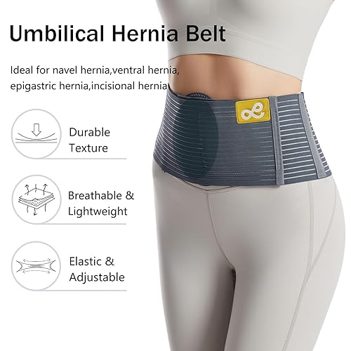 Miniatura 2 de gagaiuco Cinturón de hernia umbilical para hombres y mujeres  Soporte de hernia para hombres con 2 almohadillas de compresión (inguinal, femoral,