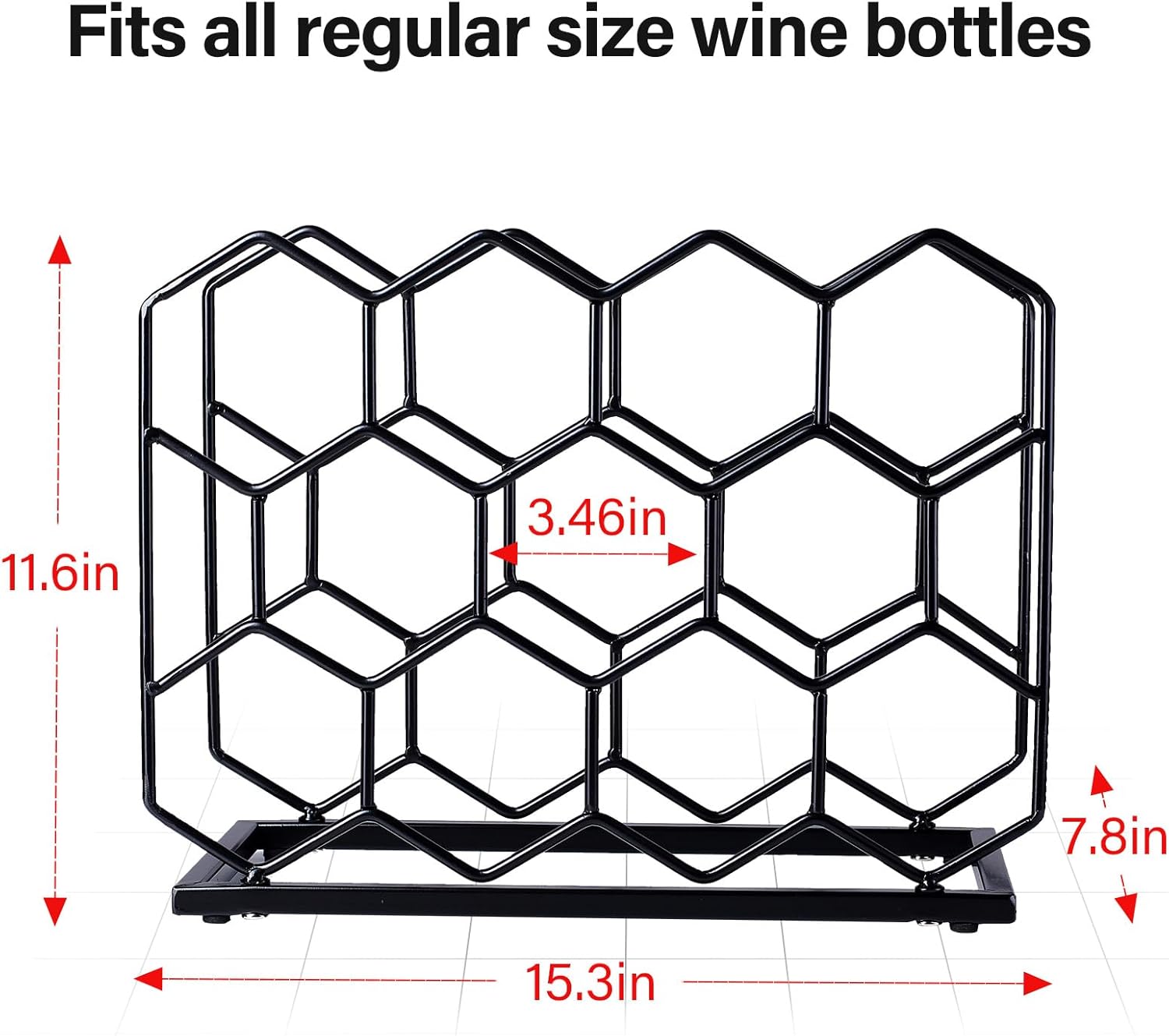 Drincarier Countertop Wine Rack - 14 Bottle Freestanding Modern Gold Metal Small Wine Rack - Tabletop Wine Holder Stand for Cabinet, Pantry, Wine Bottle Storage Black