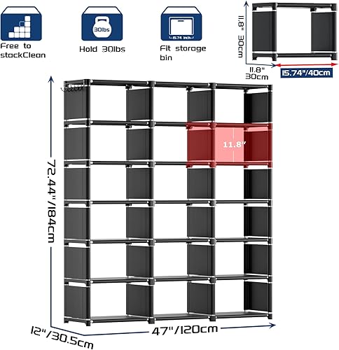 Miniatura 2 de Mavivegue Estante para libros, organizador de almacenamiento de 9+12+16+18 cubos, estantería de bricolaje, estantería de cubo de metal, estuche alto